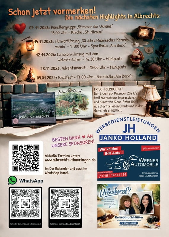 Höhepunkte in Albrechts 4. Quartal 2026